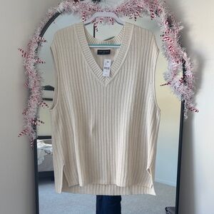 Lane Bryant Beige Ribbed Knit V-Neck Vest